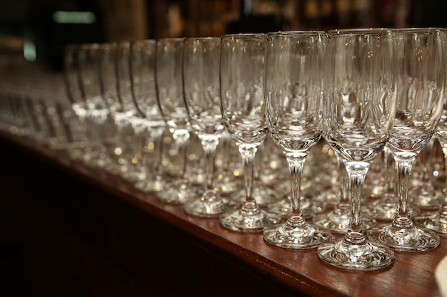 Empty wine glasses on a table