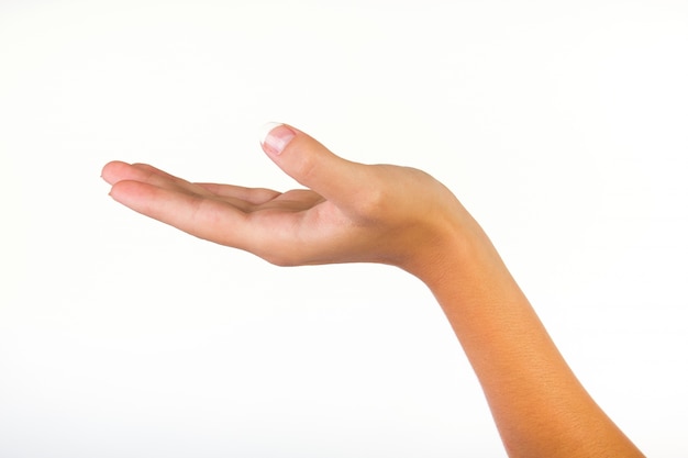 Photo empty woman hands isolated on white background