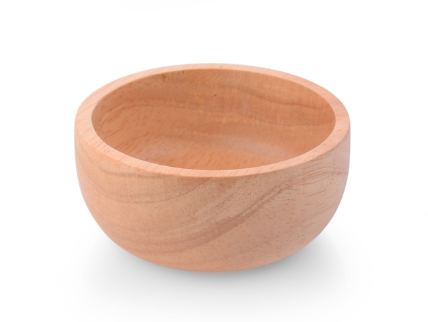 empty wood bowl on white background