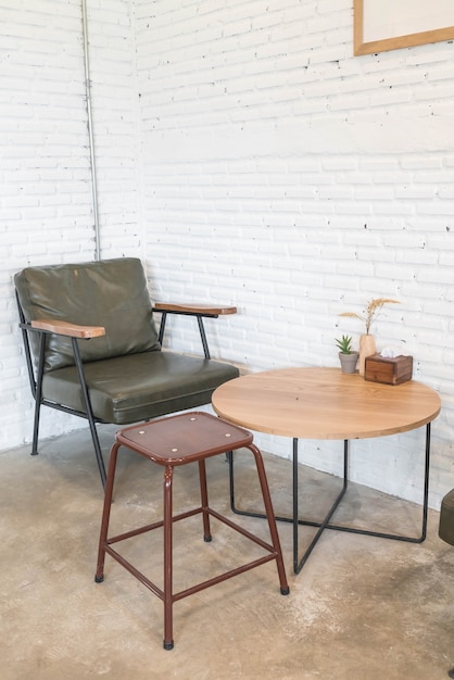 empty wood chair in  living room