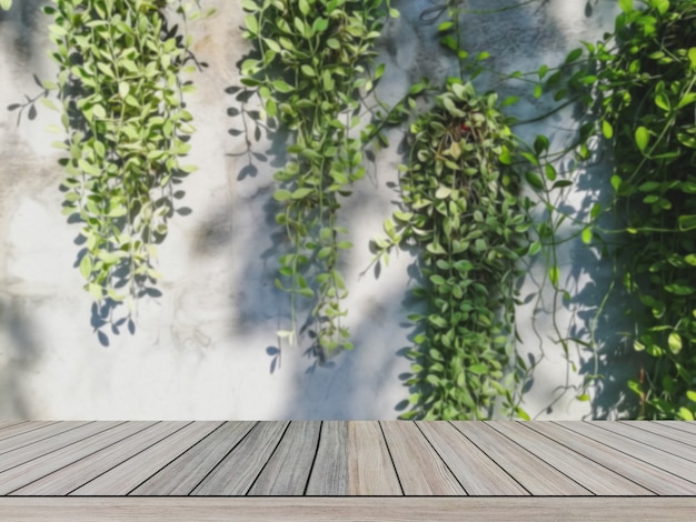 Empty wood floor with Lanscape background blurred