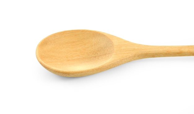 Photo empty wood spoon on white background