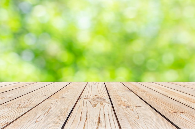 Empty Wood Table Bokeh Background