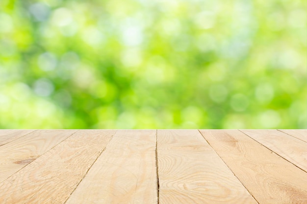 Empty Wood Table Bokeh Background