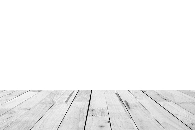 Photo empty wood table top isolate on white background