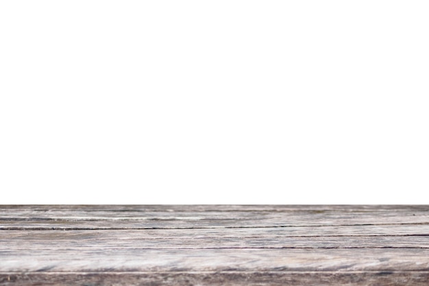 Empty wood table top isolated on white