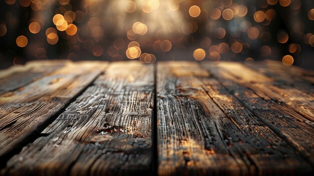 An empty wooden board on a black blurred background A stylish background for arranging objects