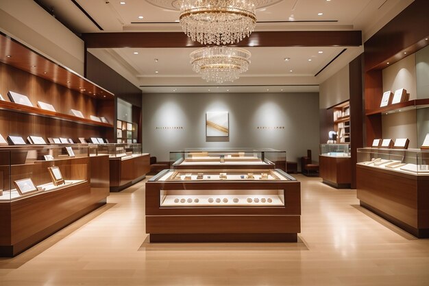 An empty wooden board in a jewelry store perfect for showcasing fine jewelry