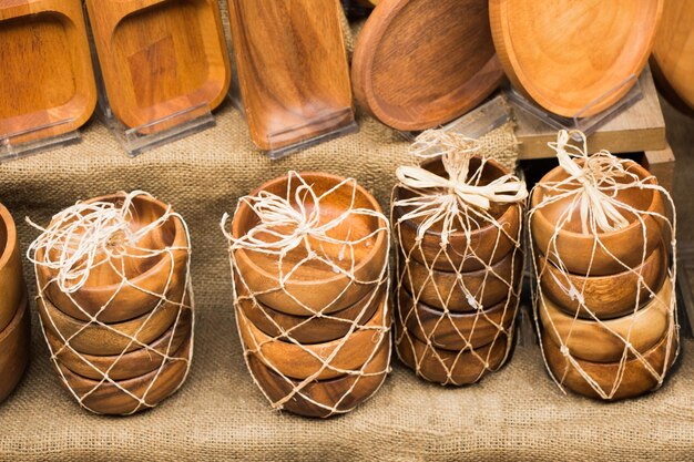 Empty wooden bowl