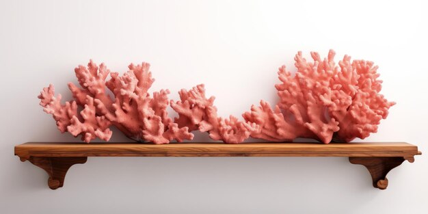 Photo empty wooden coral table over white wall background ar 42 job id 5d7a0da6024c4dcdb3d7fa7ba55ddbee