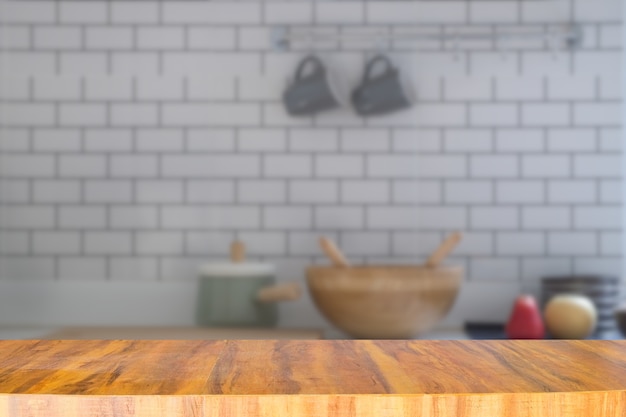 Empty wooden counter in a kitchen