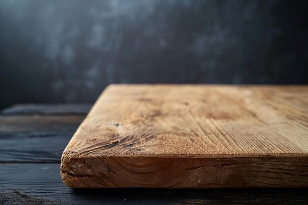 empty wooden cutting board on dark rustic background