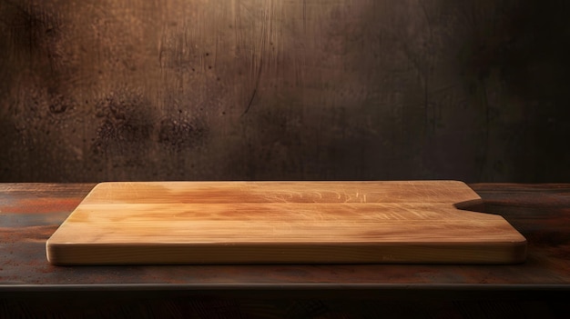 Photo empty wooden cutting board for preparing ingredients for preparing a delicious dish generative ai