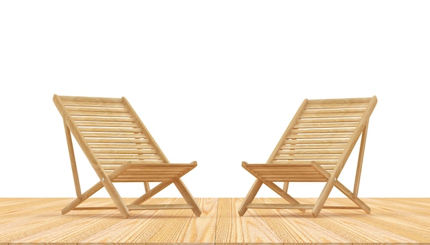 empty wooden deck chairs