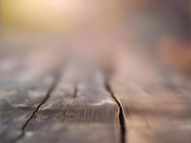 Empty wooden deck table over blurred nature background Smooth stage for trendy product presentation