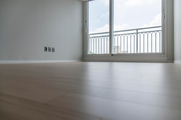 Photo empty wooden floor at home