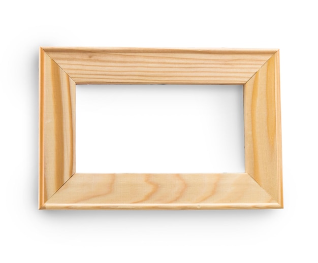 Empty wooden frame isolated on a white background