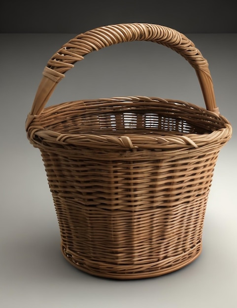 Empty wooden fruit or bread basket on white background