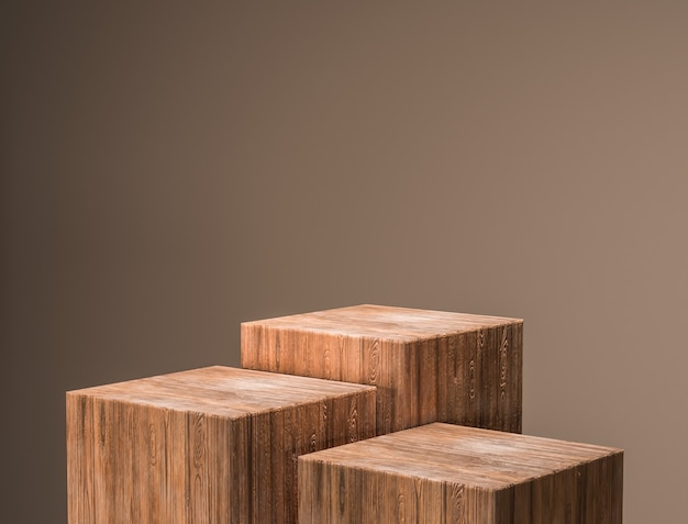 Empty Wooden pedestal for product display