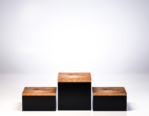 Empty Wooden pedestal for product display