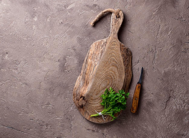 Empty wooden rustic cutting board