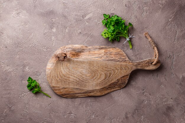 Empty wooden rustic cutting board