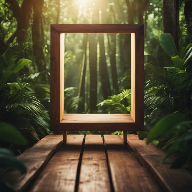 Empty wooden sign in bird of paradise in jungle