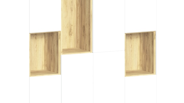 Empty wooden square and rectangular shelves