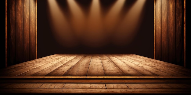 Empty wooden stage background for graphic design