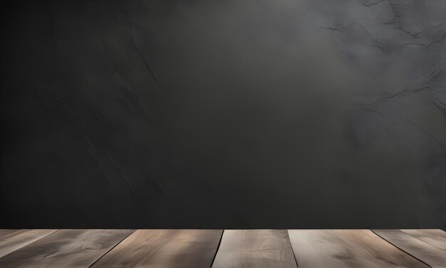 Empty wooden table dark wall mockup or backdrop for product