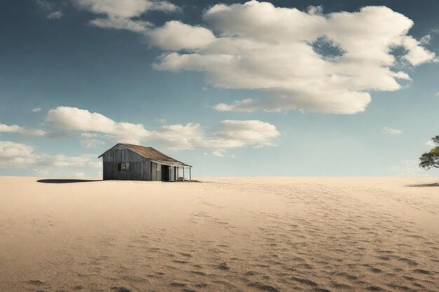 Foto tavolo di legno vuoto nel deserto