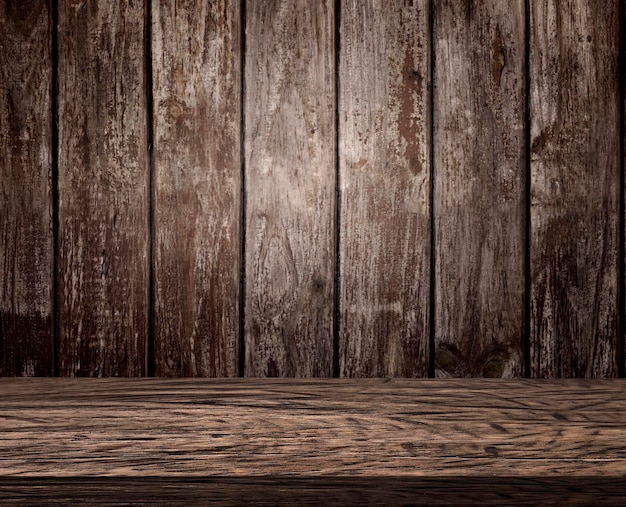 Empty wooden table for displaying product illustrations