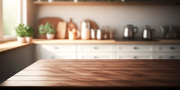 Photo empty wooden table kitchen counter