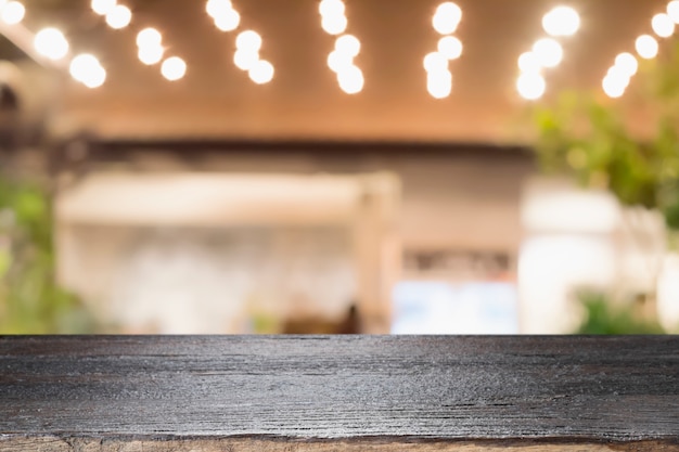 Empty wooden table for present product.