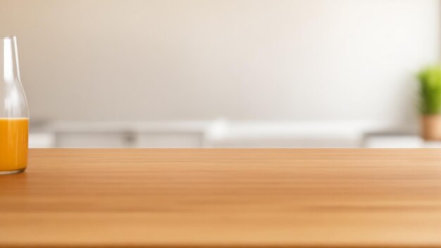 Empty wooden table on soft background