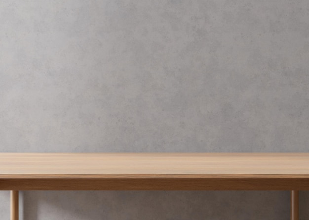 empty wooden table top and blank concrete wall copy space for your object product presentation 3d rendering