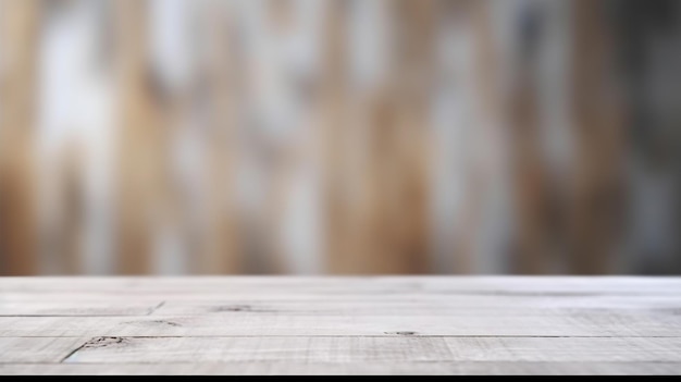 Empty wooden table top white party birthday background blurred good for product display Generative Ai