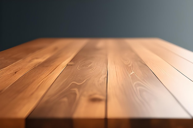 Photo empty wooden table top with blurred background