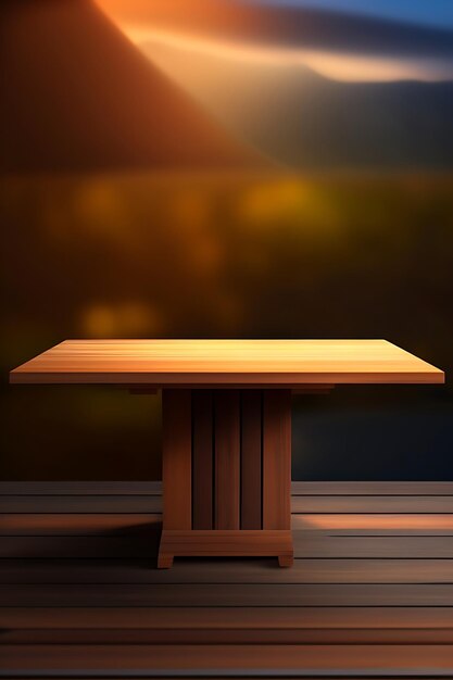 Empty wooden table top with bokeh lights