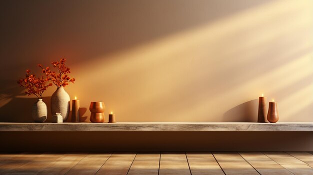 Photo empty wooden table with candles