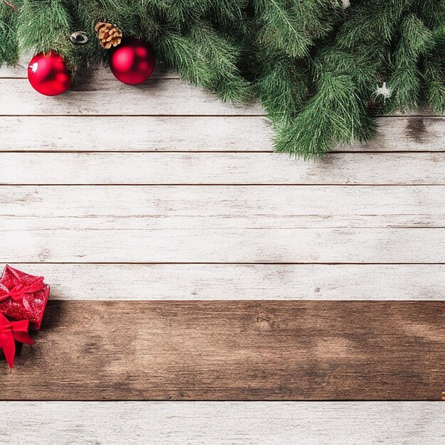 Empty wooden table with christmas theme in background generated by AI