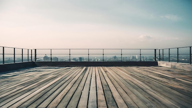 Empty wooden terrace with white background closeup view with selective focus