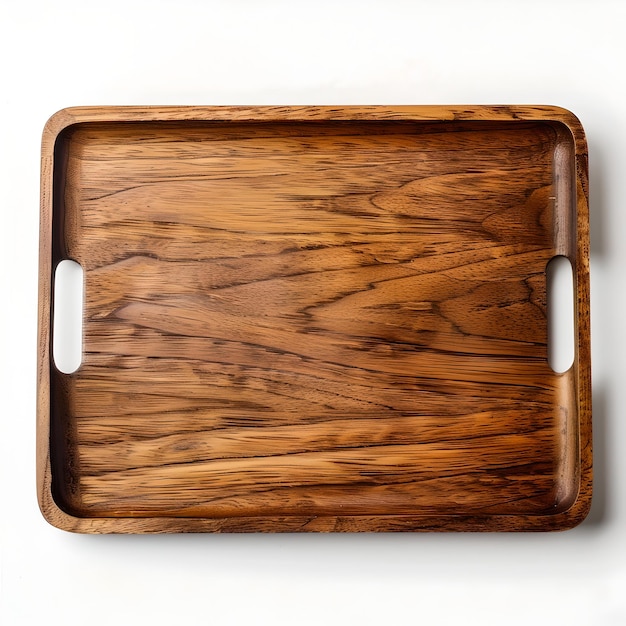 Empty wooden trays on white background