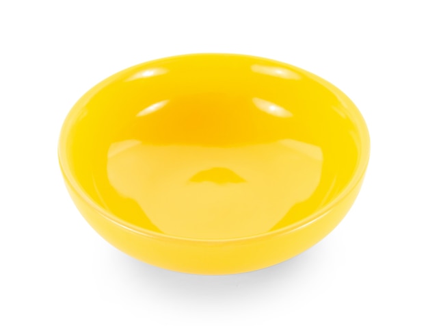 empty yellow bowl on white background