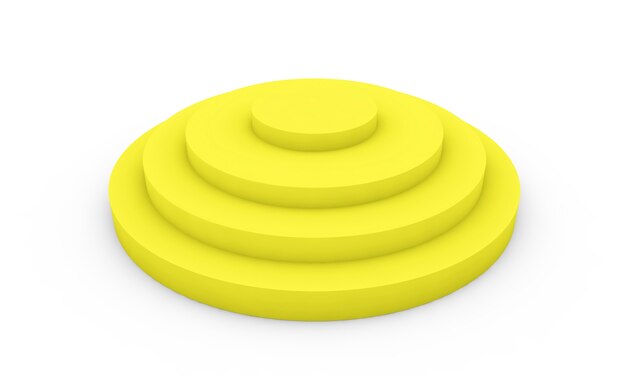 Empty yellow podium 3d illustration on white background