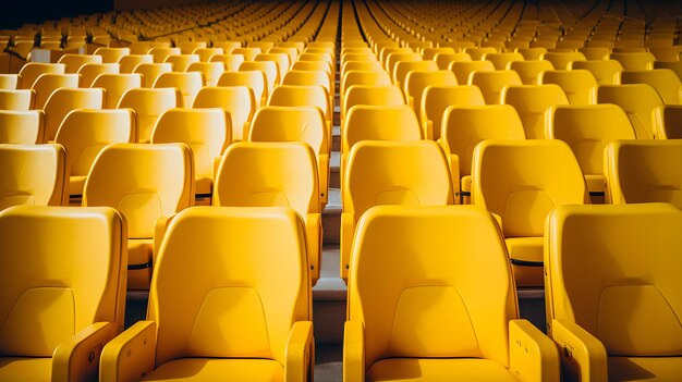 Empty yellow seats in the stadium background