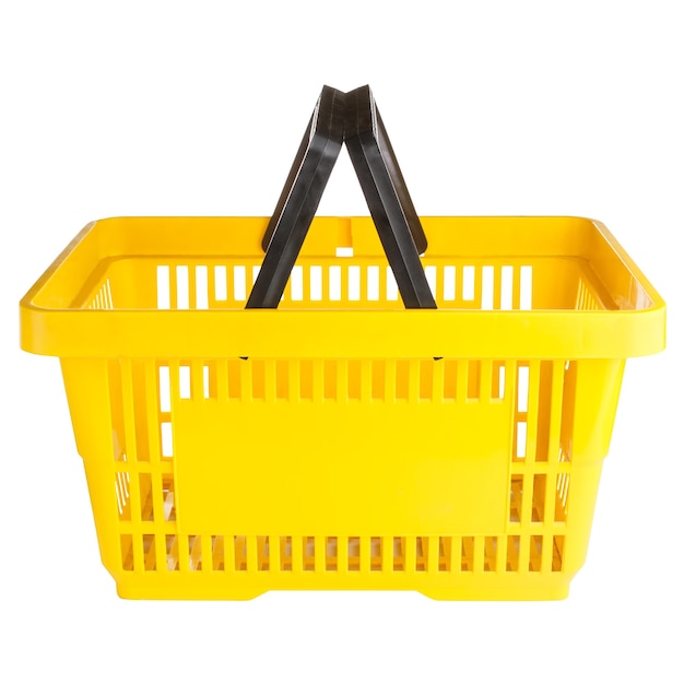 Empty yellow shopping basket