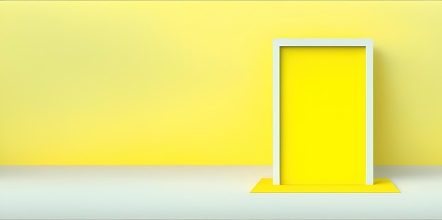 Фото Пустая желтая таблица для продукта с желтым фоном на стене