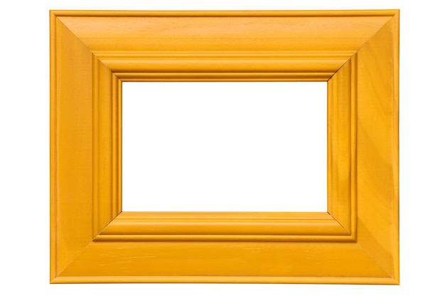 Empty yellow wood frame for pictures or photos