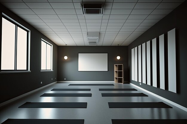 Empty yoga classroom